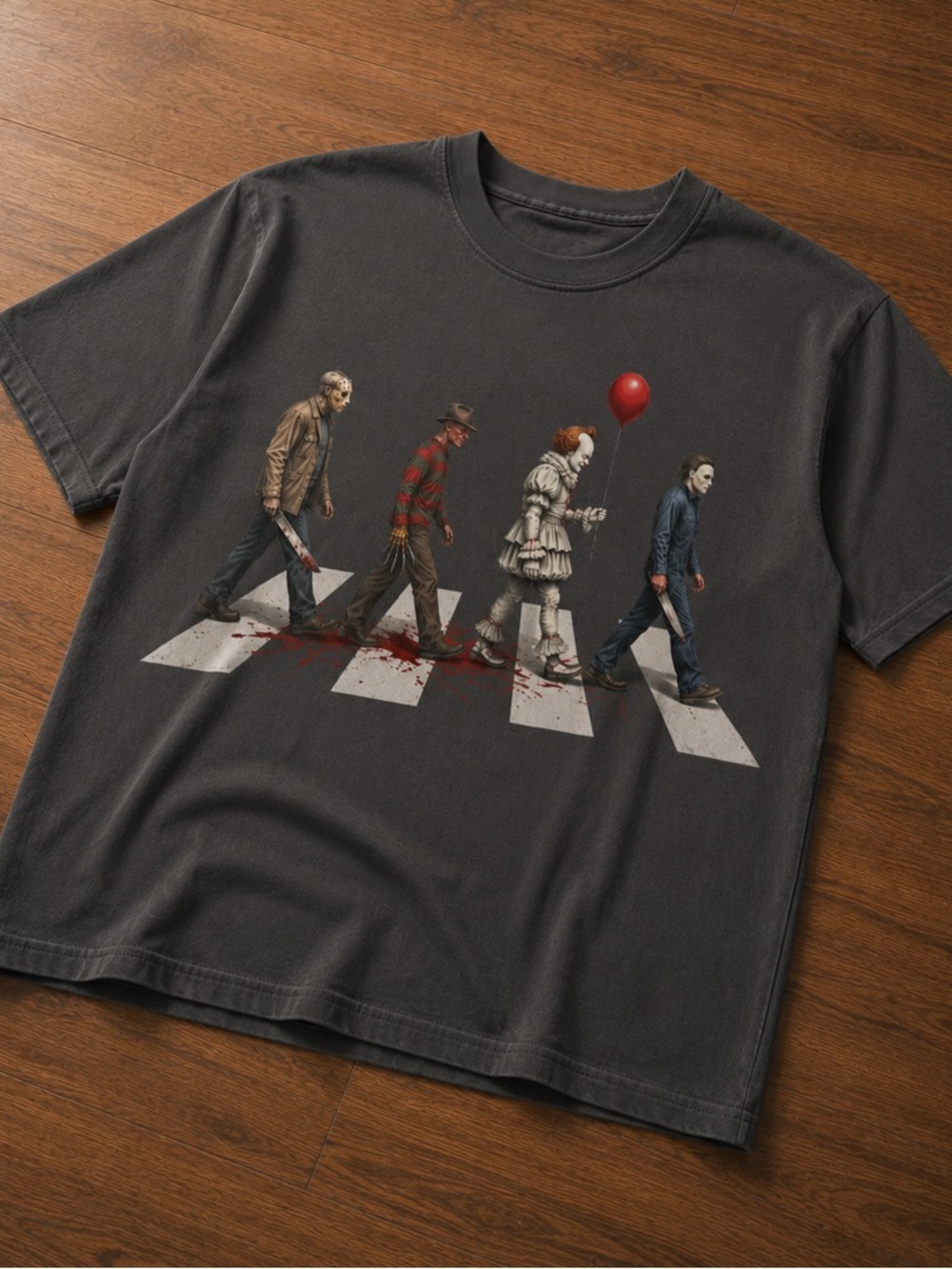 Horror Characters Abbey Road Graphic Pepper T-Shirt - Picture 2 of 3